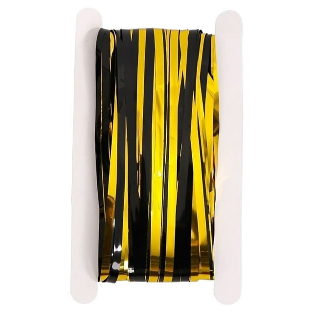 Popular Home Essentials, Black and Gold Fringe Curtain Metallic Foil Fringe Streamers Curtains Background for Photo Booth Birthday Wedding Graduation Carnival Decorations