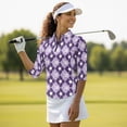 thumbnail image 4 of Uorisanigo Diamond Block Women's Golf Shirt Size 2XL Fashionable Women's 3/4 Sleeve Athletic Golf Shirts Versatile Workout Tops Zip Up Collar Quick Dry Outing Wear Workout Sports, 4 of 7