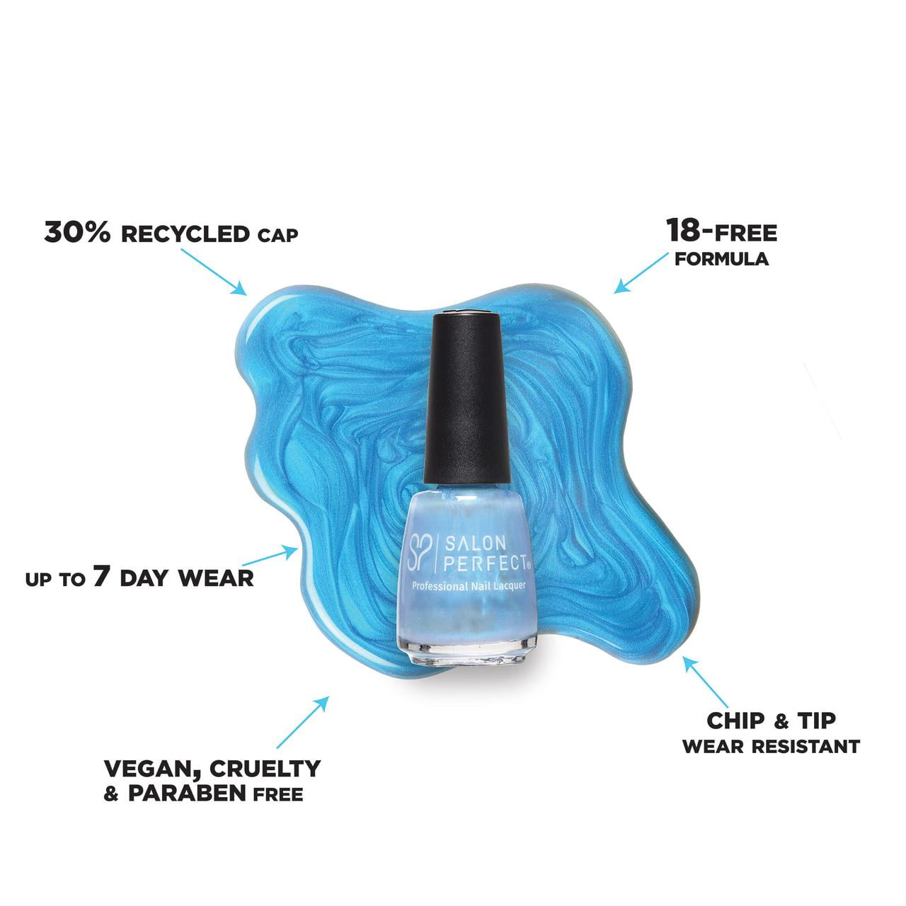 Salon Perfect Nail Polish, 407 Blue Jeans, Blue Shimmer, 0.5 fl oz