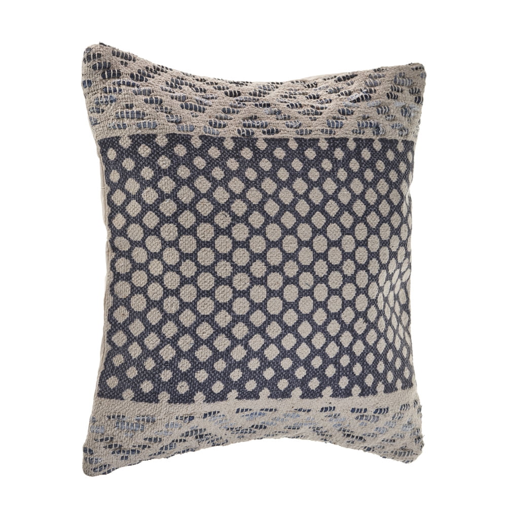 LR Home PILLO07433DEBFFPL Detailed Denim Blue Square Throw Pillow - 20 x 20 in.