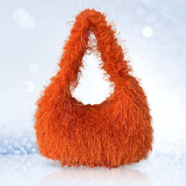 Bolso Hobo esponjoso para mujer, Bolso de muñeca suaves y esponjosos, Bolso diario de invierno para niñas Y2K de piel sintética