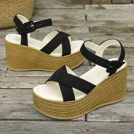 

Height Increase Rome Sandals Breathable Shoes with Anti-slip Sole for Party Outfit Cloth ing Black 39