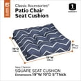 thumbnail image 4 of Classic Accessories Water-Resistant 19 x 19 x 5 Inch Square Patio Seat Cushion, Navy Chevron, 2-Pack, 4 of 9