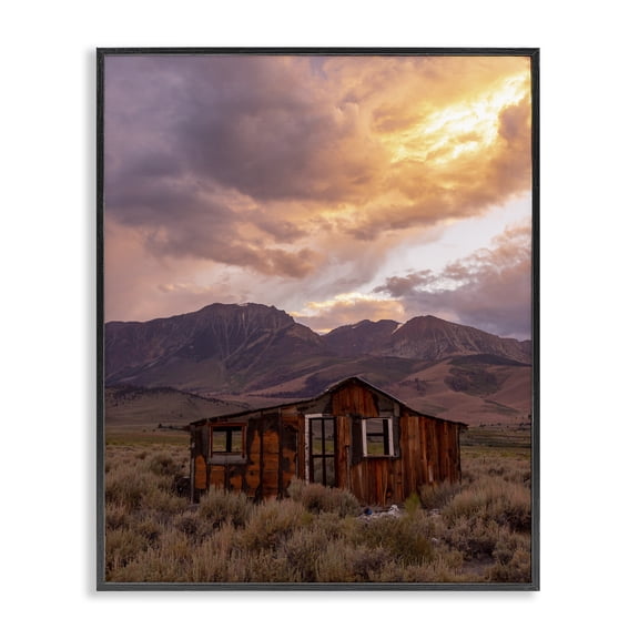 Stupell Industries Farmhouse Rural Sunset Countryside Hut Black Framed Giclee Art, 16 x 20, by Jeff Poe Photography