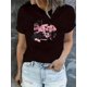 thumbnail image 1 of Camiseta de manga corta con cuello redondo y estampado floral de dibujos animados, top deportivo informal de verano de manga corta con cuello redondo, ropa de mujer, camiseta deportiva de ocio., 1 of 6