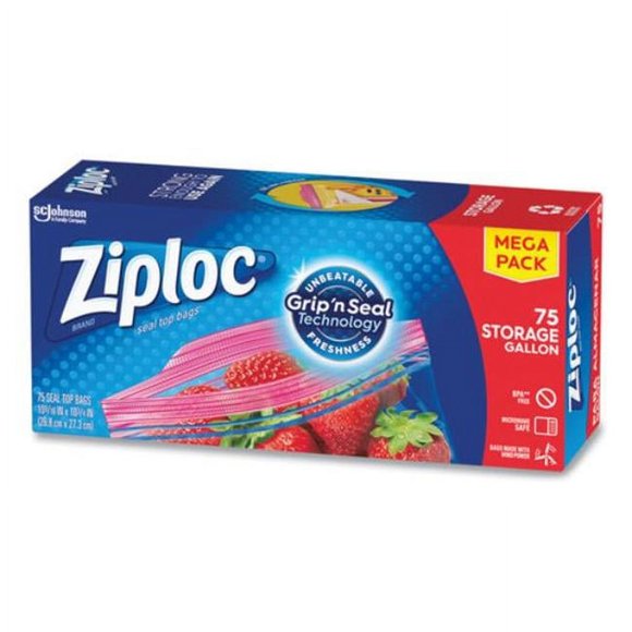 Ziploc SJN314472 Seal Top Bags, Clear - 1 gal - Box of 75