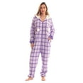 thumbnail image 2 of Just Love Christmas Print Pom Pom Adult Bodysuit (Plaid - Purple, Small), 2 of 4