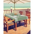 thumbnail image 2 of Outdoor Tablecloth with Umbrella Hole and Zipper 60 x 84 Inch Sage Dark Green White Striped Table Cover for Rectangular Tables Waterproof Tabletop Collection for Patio Garden Picnic Camping, 2 of 6