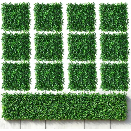 Artificial Grass Wall Backdrop Panels, 10 X 10 in 12Pcs Greenery Backdrop, Green Wall Decor for Outdoor, Indoor Grass Walls, Garden Fence, Backyard and Decor (10 x 10'')