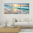 thumbnail image 2 of 3 Panels Beach Canvas Wall Art for Home Decor Blue Sea Sunset White Beach Painting The Picture Print on Canvas Seascape The Pictures for Home Decor Decoration Ready to Hang - 12" x 16" x 3, 2 of 6