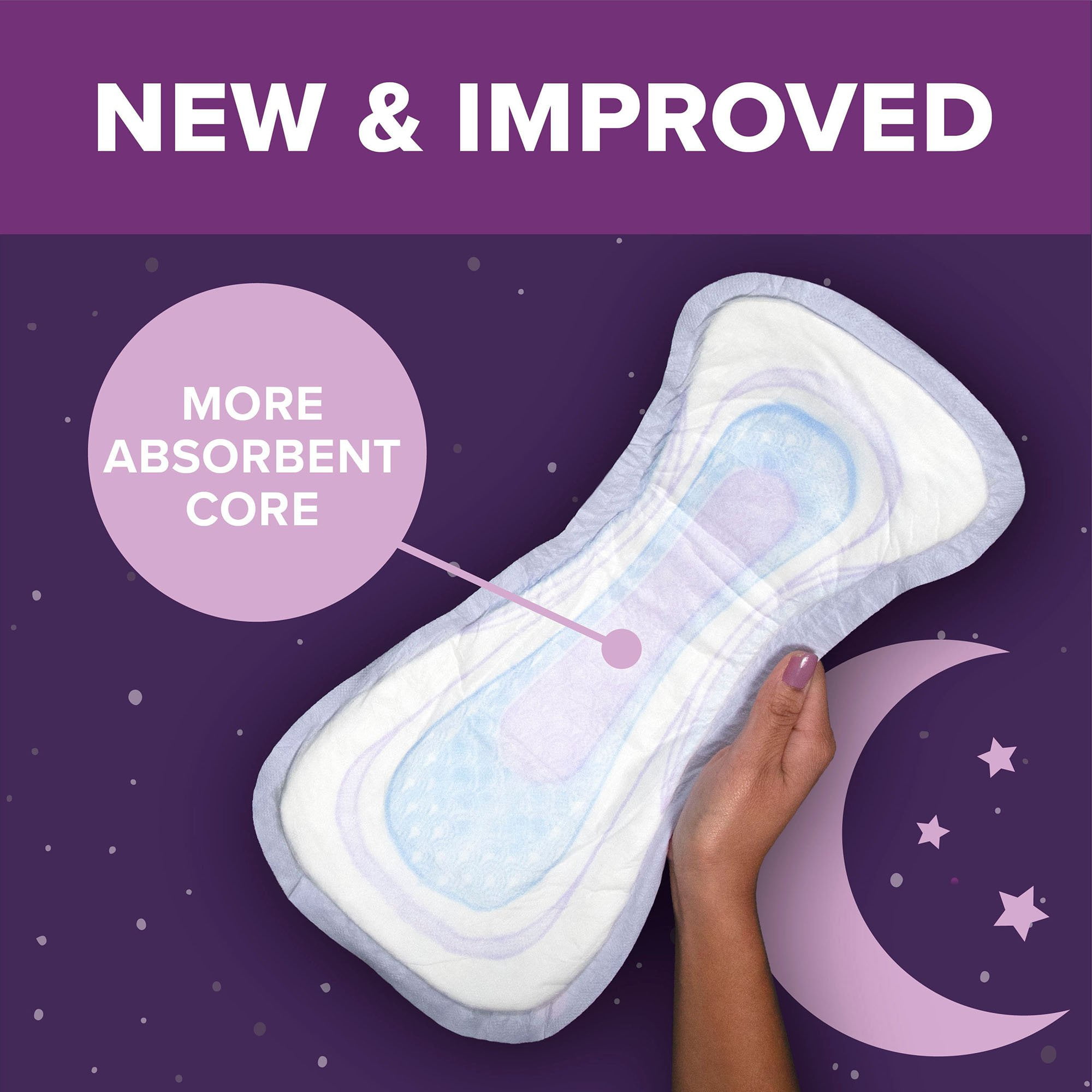 Poise Fresh Protection Female Incontinent Pad Overnight 5.3 Inch Length 54943, 44 Ct