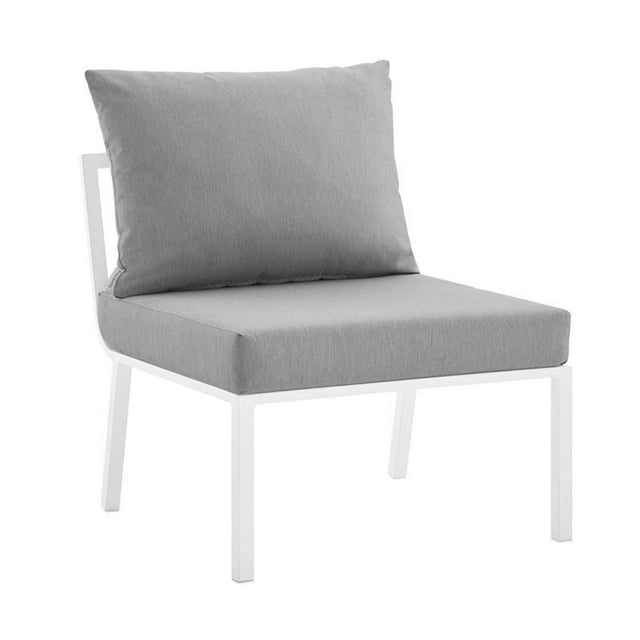 Modway Riverside Outdoor Patio Aluminum Armless Chair in White/Gray