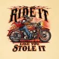 thumbnail image 5 of Wild Bobby, Ride It Stole It Biker, Cars and Trucks, Garment-Dyed Washed Look Short Sleeve Tee, Banana, Small, 5 of 5