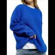 thumbnail image 2 of Suéter de Cuello Redondo para Mujer, Suéter de Punto Holgado e Informal de Larga para Otoño e Invierno. Azul L, 2 of 10