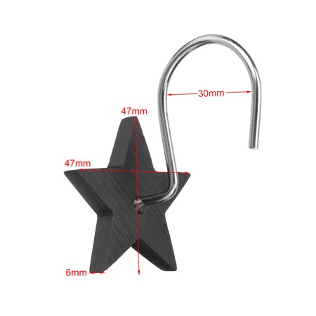 12pcs Black Star Shower Curtain Hooks Hanger Bathroom Decor