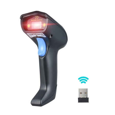 2.4G Wireless Cordless Handheld 1D 2D QR Barcode Bar Code Scanner Reader with Receiver USB2.0 Cable for Supermarket Library Express Company Retail Store (Best Qr Code Reader Iphone 2019)