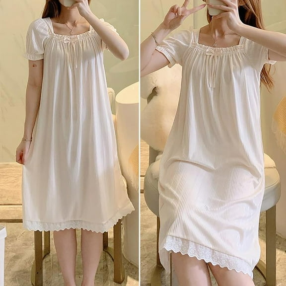 Xunmmm Nightgowns for Women Cotton Night Shirts Short Sleeve Night Gown Dress Casual Pajamas Soft Sleepwear