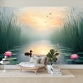 thumbnail image 7 of Wallpaper Tranquil Duck Serene Pond Pink Water Lilies Sunset Sky Peel and Stick Wall Murals 100"H x 144"W Removable PVC Wall Paper Self-Adhesive Wall Paintings Art Decor for Bedroom Living Room, 7 of 7