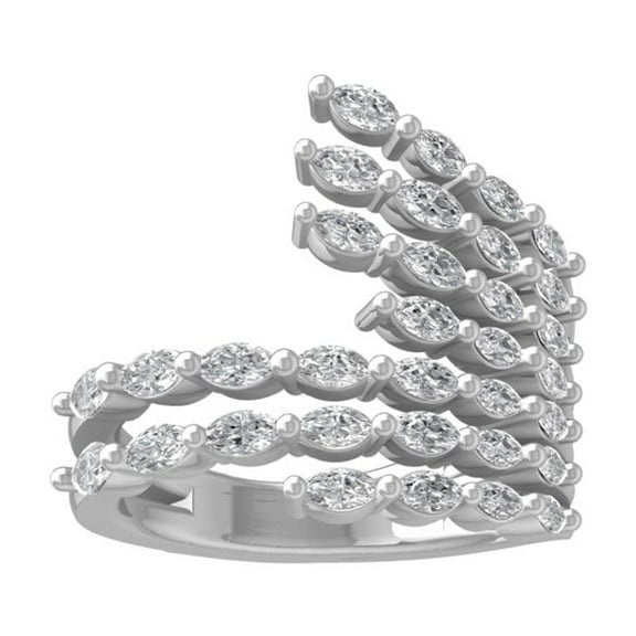 ARAIYA FINE JEWELRY 10K White Gold Marquise shape Diamond Fashion Ring (1 1/4 cttw, I2-I3 Clarity, I-J Color) Size 8.5