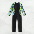 thumbnail image 2 of newwalpole Full Body Kids Swimsuit One Piece Rash Guard Long Sleeve Wetsuit Skin for Girls Boys Green for Size 10-11 Years, 2 of 6