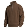 thumbnail image 7 of Mens Waffle Knit Sweatshirts Quarter Zip Trendy Stand Collar Oversized Sweaters Casual Long Sleeve Stylish Tops Outdoor (L, Brown#C), 7 of 7