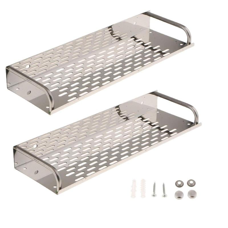 Details about   2PCS Wall Storage Rack Stainless Steel Caddy Shelf Wall Mounted 11cmx40cm 