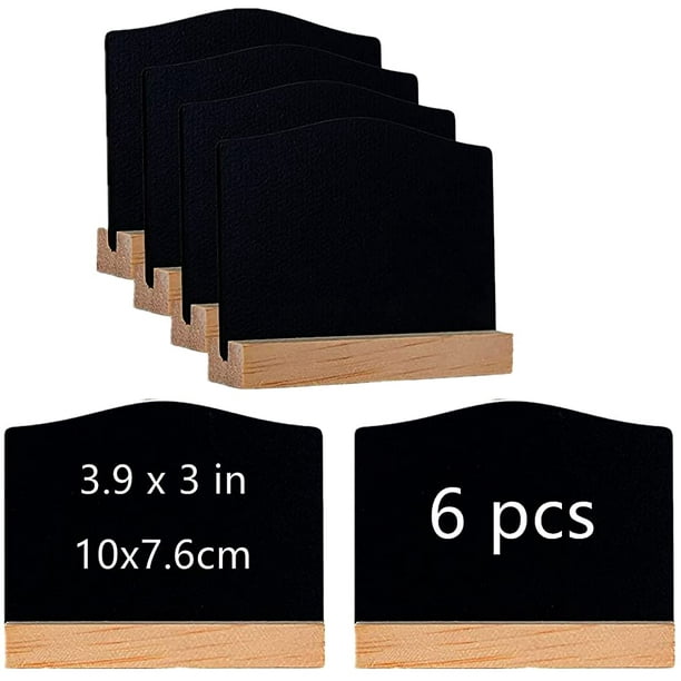 6Pack Mini Chalkboard Signs, Double Sided Blackboard with Wooden Base, Small Chalk Boards are