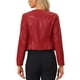 thumbnail image 3 of Abrigo de mujer INSPIRE CHIC de cuero sintético, sin cuello, abierto al frente, chaquetas de moto estilo biker M en rojo vino, 3 of 6