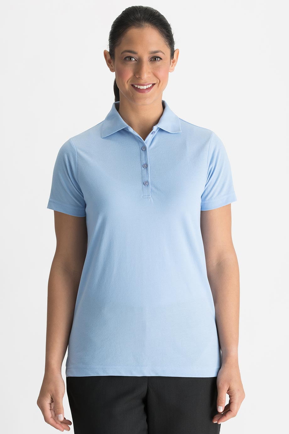 Ed Garments Women's Soft Touch Blended Pique Polo Shirt, BLUE, Medium ...