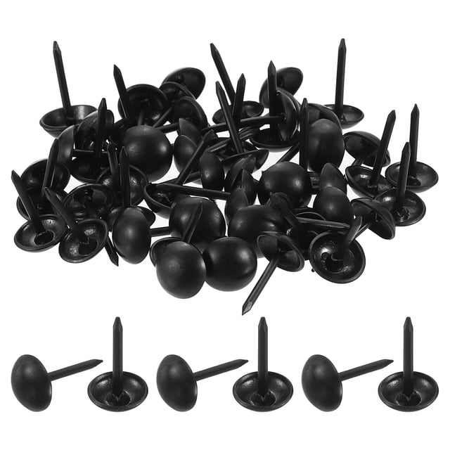 Uxcell 100 Paquete de Tachuelas de Tapicería, Clavos de Cabeza Redonda de 7 x 13mm, Tachuelas Decorativas Vintage para Muebles, Sillas, Sofás, Camas, Proyecto de DIY, Negro