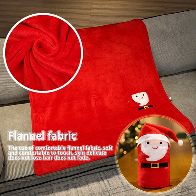 Xihbxyly Manta Navideña de Papá Noel, Diseño de Franela de Doble Cara, Adorable Imagen de Papá Noel de Anime, Ambiente Festivo, Manta de Picnic para Sofá Cama, Regalo Acogedor para La Familia, Tamaño
