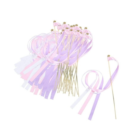 GUOOL 30 Pieces Ribbon Streamers Pet Interactive Toy Costume with Bells Colourful Streamers Stick for Birthday Parties C
