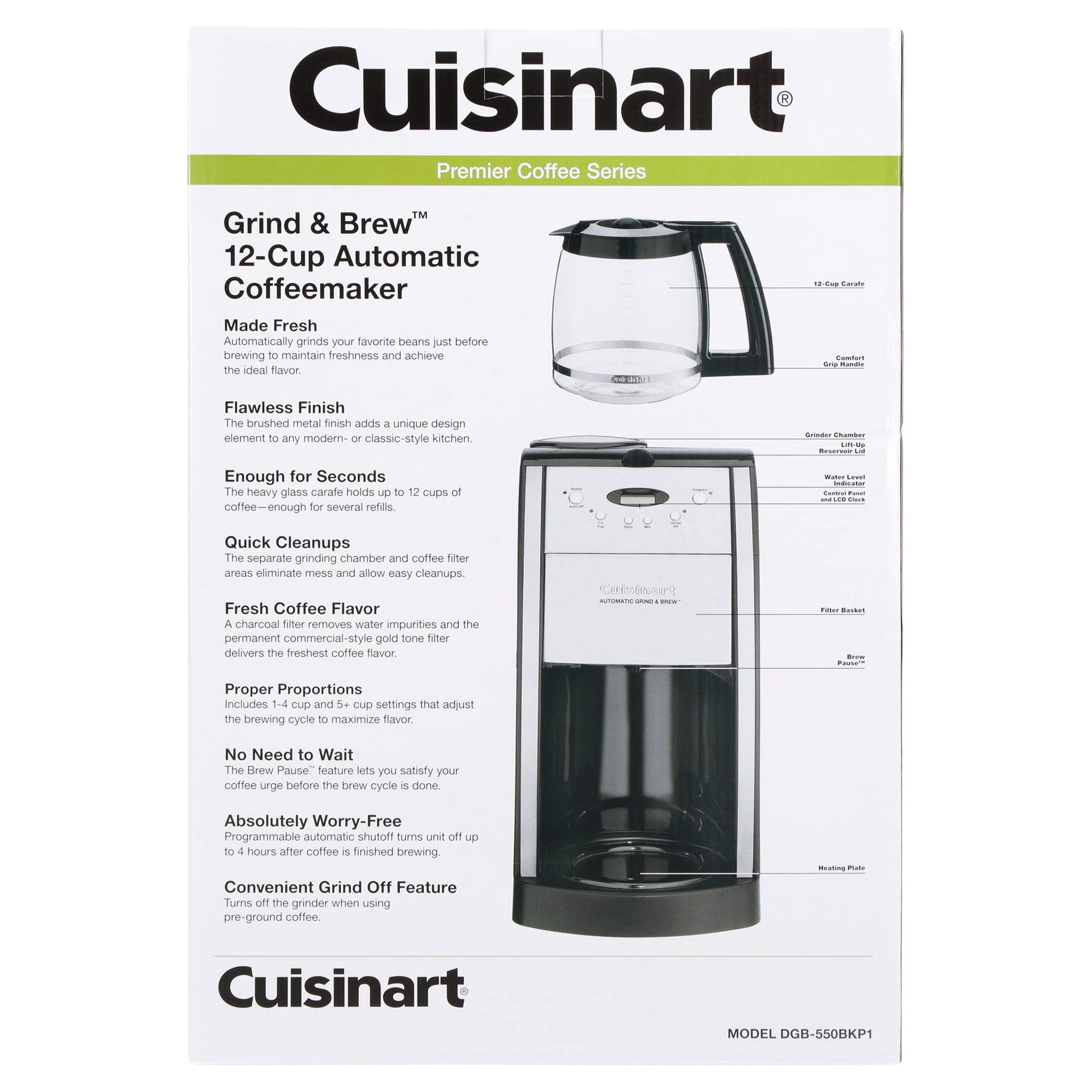 Cuisinart Automatic Grind & Brew 12-Cup Coffee Maker Machine +