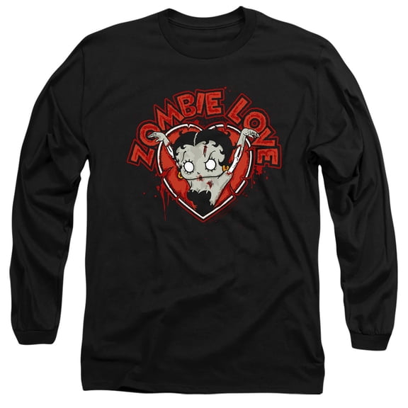 Betty Boop Heart You Forever Long Sleeve T-Shirt Adult 18/1 Black