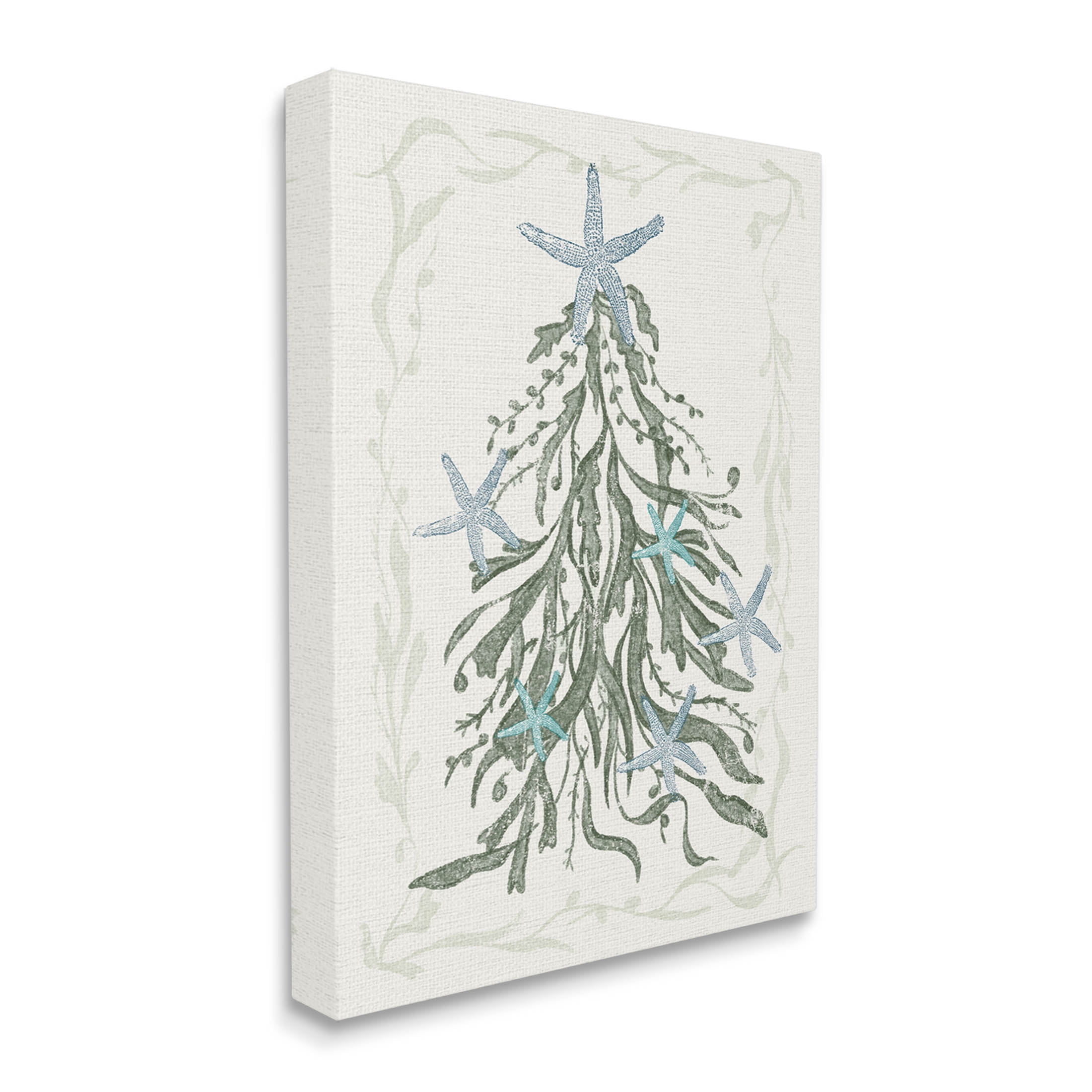 Nautical Christmas Tree Sea Life Holiday Graphic Art Gallery Wrapped Canvas Print Wall Art