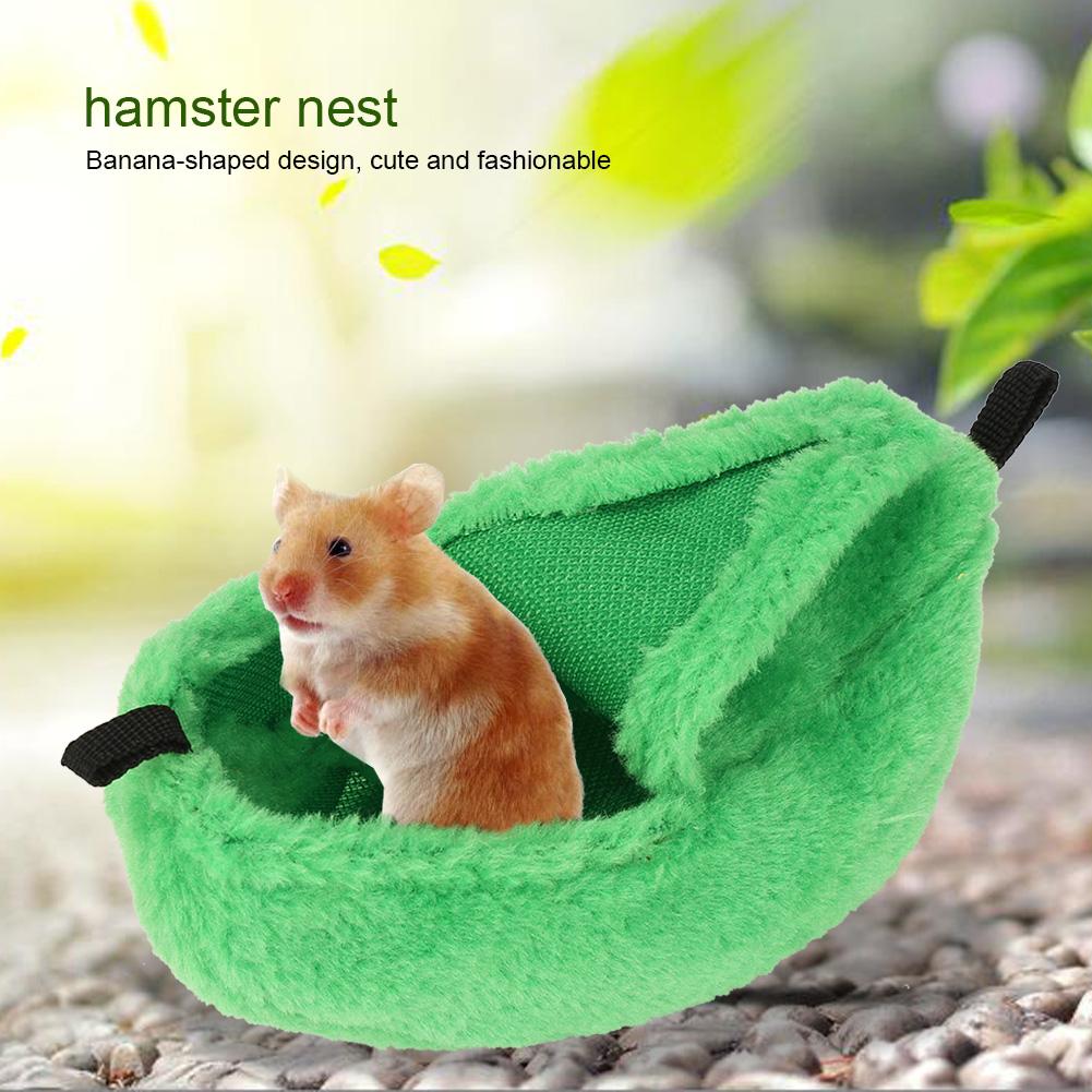Mgaxyff Small Warm Plush Bananashaped Pet Nest House for Hamster