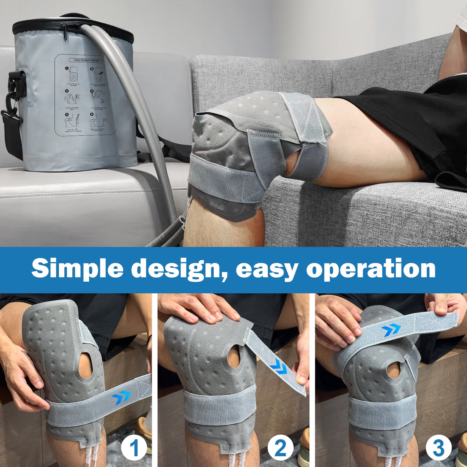 Cold Therapy Machine with Programmable Timer, Ice Machine for Knee After Surgery, Knee Replacement Recovery System, Cryotherapy Pain Relief, with Compression Pad for Shoulder, Hip, Ankle and Foot