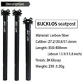 thumbnail image 2 of BUCKLOS CSP220 Full Carbon Fiber Bike Seatpost 27.2/30.8/31.6 x 350/400 mm Adjustable Superlight Bicycle Seat Post Suitable for BMX MTB Road and Mountain Bike, 2 of 8
