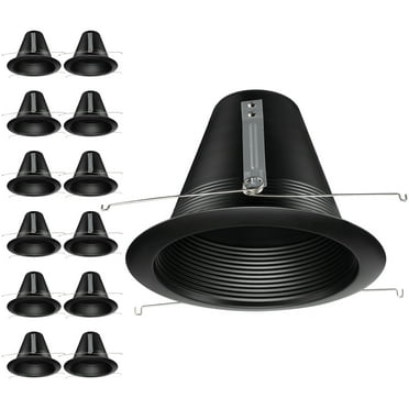 TORCHSTAR 12 Pack 6" Recessed Light Baffle Trim, Full Metal Step Baffle, Anti-Glare Ceiling Can Light Trim for 6" Recessed Can, Fit Halo/Juno Remodel Recessed Housing