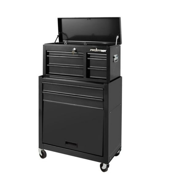 Frontier 24-inch 5-Drawer Rolling Tool Chest and Cabinet Combo, Steel, Black