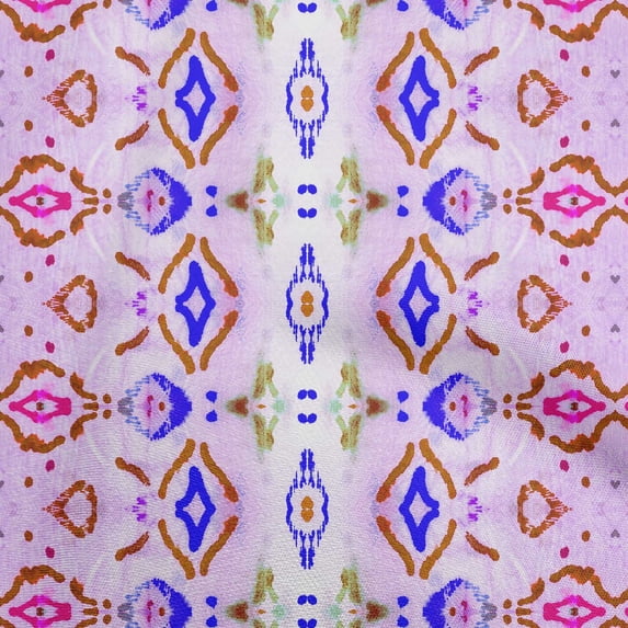 oneOone Cotton Silk Bluish Violet Fabric Asian Ikkat With Watercolor Diy Clothing Quilting Fabric Print Fabric By Yard 42 Inch Wide