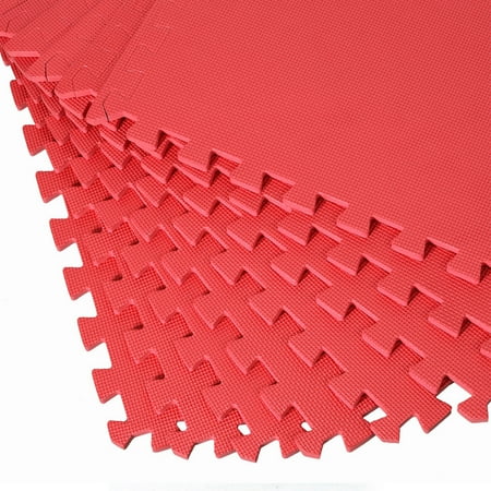 32 Sqft Red Foam Interlocking Exercise Gym Floor Mat Protective