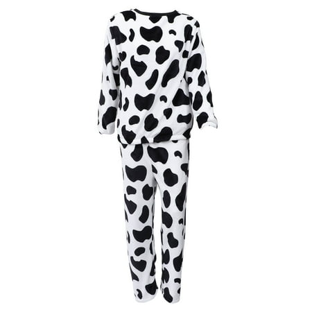 

1 Set Flannel Sleepwear Comfortable Cow Warm Leisure Wear Pajamas for Girls