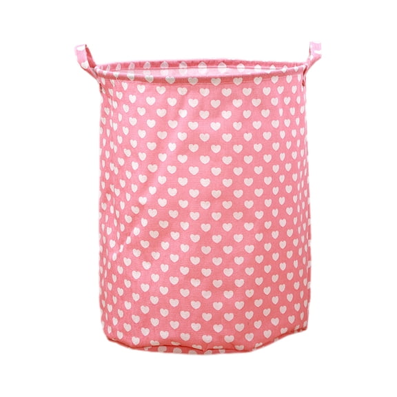 Round Laundry Hamper Storage Basket Laundry Organizer Hamper Storage Bins Clothes Box Nursery Hamper Basket with Handles, Pink