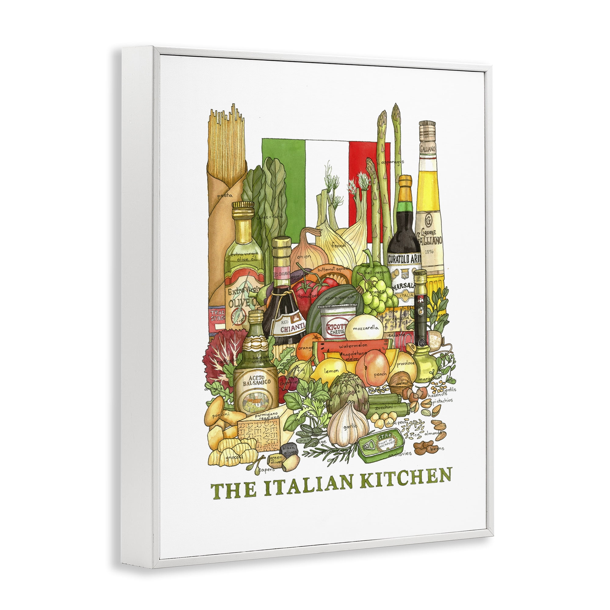 Stupell Industries Italian Kitchen and Food White Framed Giclee Art, design by Nancy Overton