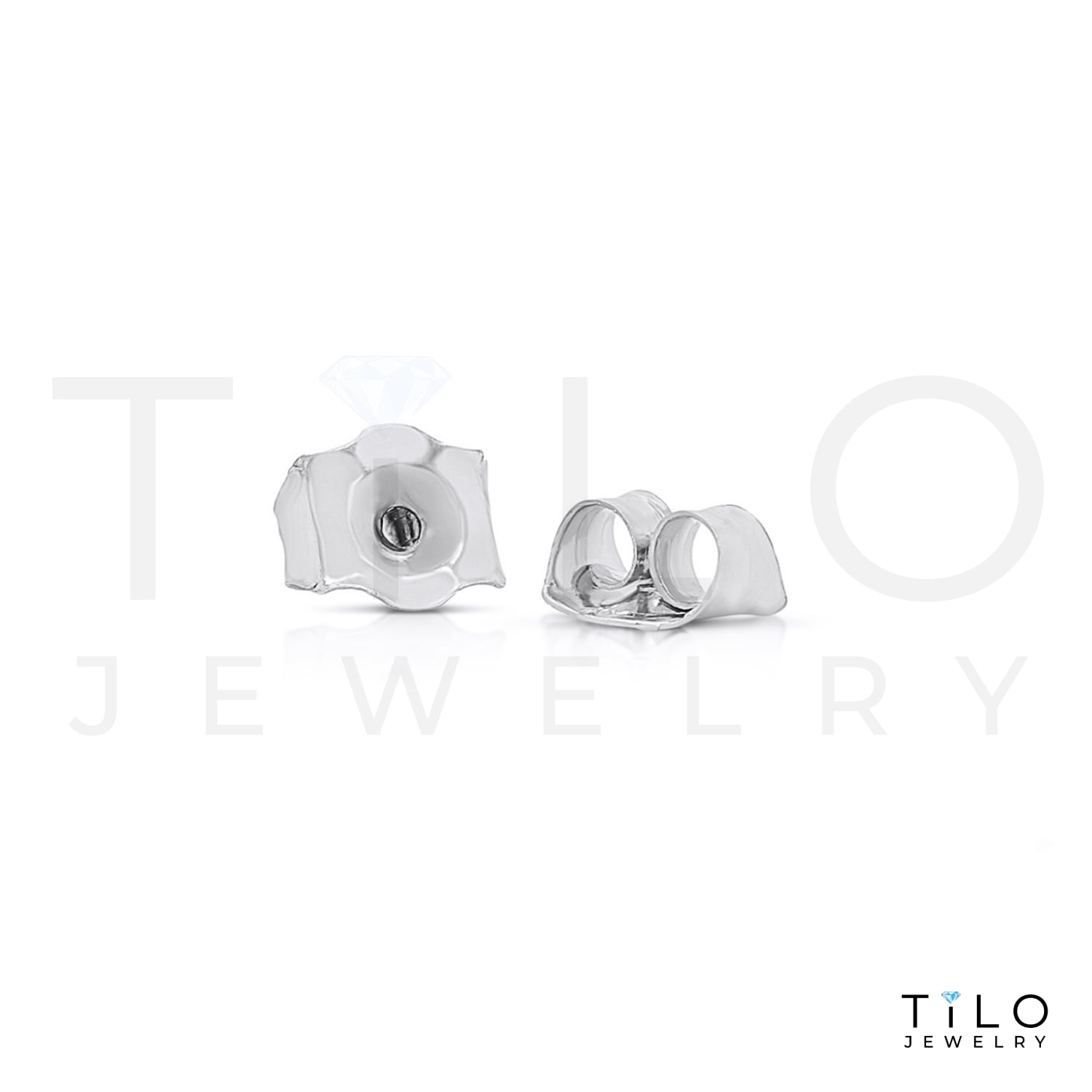 Tilo Jewelry 10K White Gold Solitaire Round CZ Stud Post Earrings with Secure Push-backs | 4mm | Classic Everyday Earrings | Women, Men, Unisex