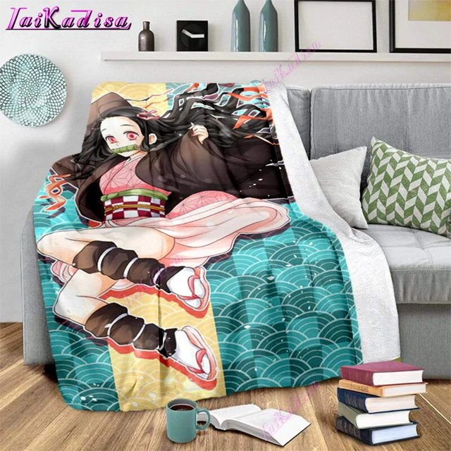 Kamado-Manta de franela Nezuko Demon Slayer, funda lavable para sofá, senderismo, Picnic, ocio, a la moda