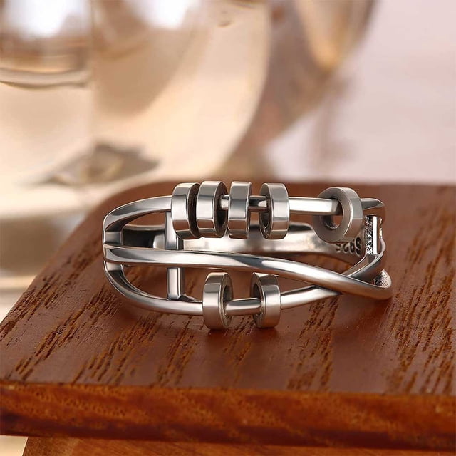 Bagues Réglables pour Femmes et Hommes, Décor de Cercles, Perles, Bague Plaquée Multi-Cercles, Bijoux Unisexes pour Adultes, Décorations de Main Type 3