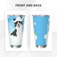 thumbnail image 3 of Haiem Collie in Bathtub Printed 20oz Straight Skinny Car Cups With Insulated Cup Sleeve Portable Handle, Sports Travel Coffee Mug, Stainless Steel, Insulated-Straw Three-piece Set, 3 of 8