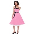 thumbnail image 6 of IBTOM CASTLE Women's Vintage Polka Dot Dress 1950s Halter Retro Cocktail Prom Dress Rockabilly Wedding 50's 60's Party Dress M Pink, 6 of 8